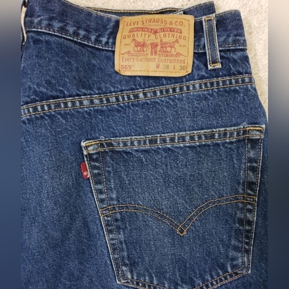 VNTG.LEVI’S 569~Mens 38×30~Blue Denim Loose Straight Fit Jeans Cotton. - Picture 8 of 11